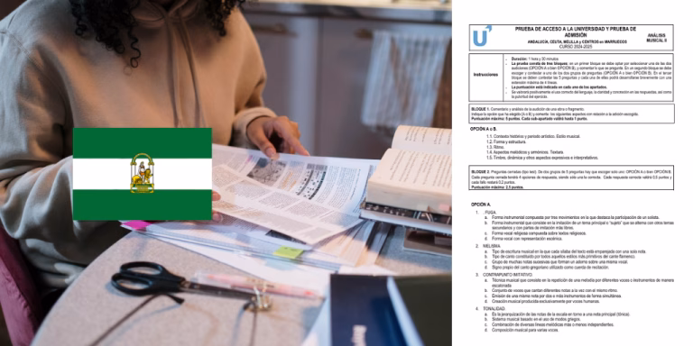 Examen de la asignatura de Análisis Musical II de la convocatoria de junio de 2025 de la PAU en Andalucía
