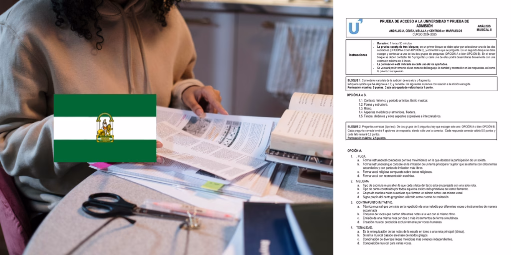 Examen de la asignatura de Análisis Musical II de la convocatoria de junio de 2025 de la PAU en Andalucía