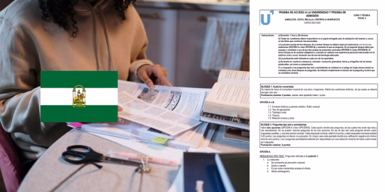 Examen de la asignatura de Coro y Técnica Vocal II de la convocatoria de junio de 2025 de la PAU en Andalucía