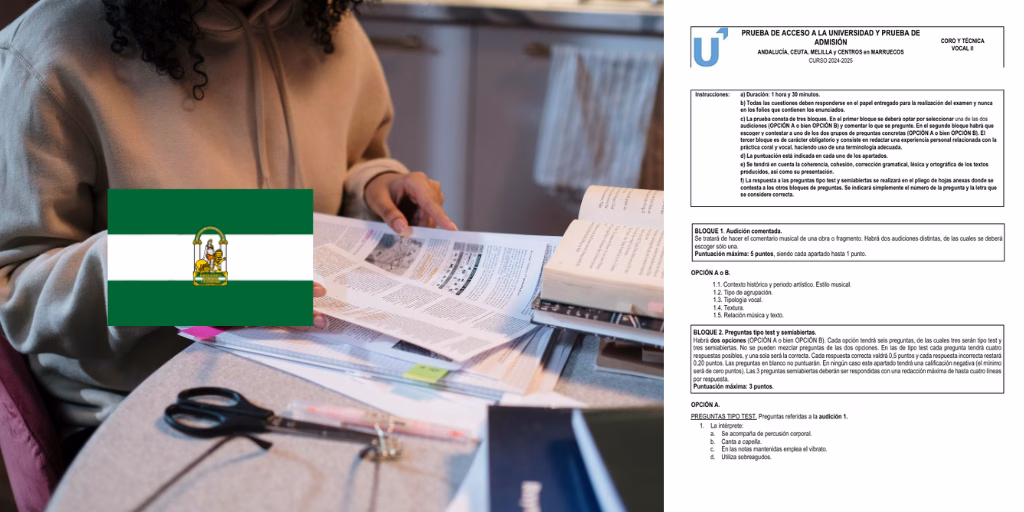 Examen de la asignatura de Coro y Técnica Vocal II de la convocatoria de junio de 2025 de la PAU en Andalucía