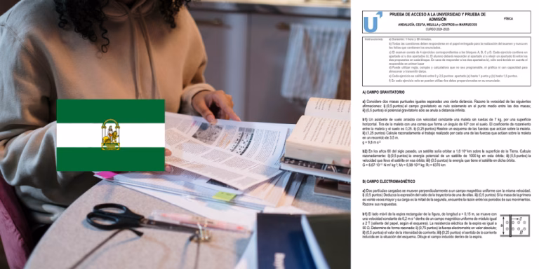 Examen de la asignatura de Física de la convocatoria de junio de 2025 de la PAU en Andalucía