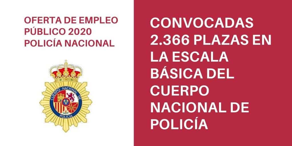 Convocatoria de 2366 plazas de alumnado de la Escuela Nacional de Policía aspirantes a ingreso en la Escala Básica, categoría de Policía, de la Policía Nacional