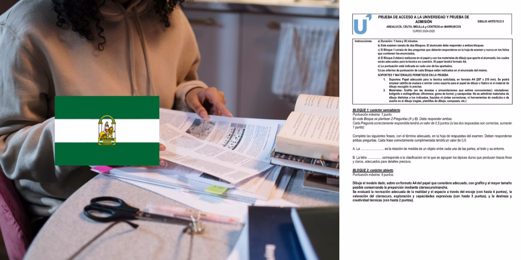 Examen de la asignatura de Dibujo Artístico II de la convocatoria de junio de 2025 de la PAU en Andalucía
