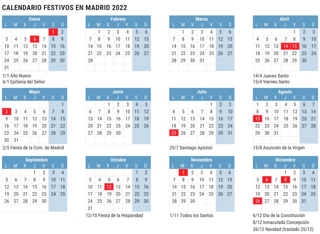 Calendario de días inhábiles en la Administración General del Estado en 2022 4