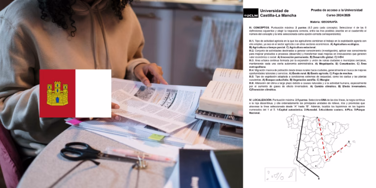 Examen de la asignatura de Geografía de la convocatoria de junio de 2025 de la PAU en Castilla la Mancha