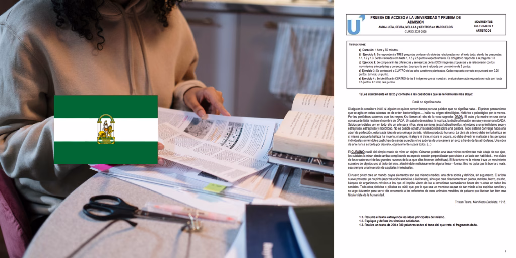 Examen de la asignatura de Movimientos Culturales y Artísticos de la convocatoria de junio de 2025 de la PAU en Andalucía