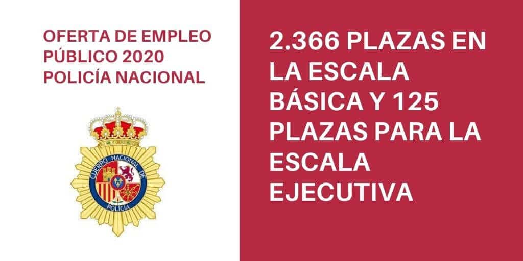 El BOE del 1 de agosto publica la oferta de empleo público de la Policía Nacional para el año 2020.