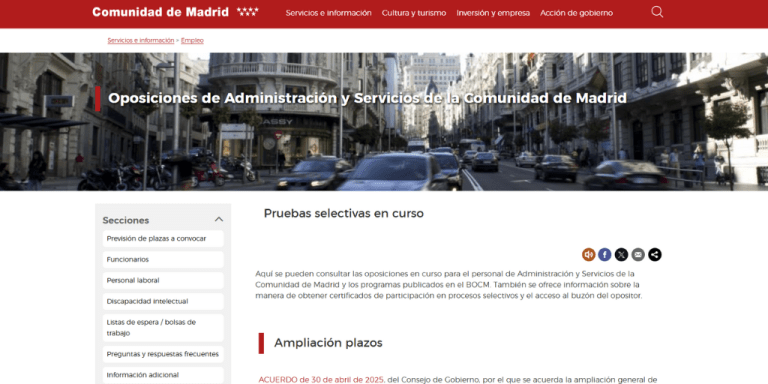 272 plazas para el Cuerpo de Administrativos de Administración General de la Comunidad de Madrid