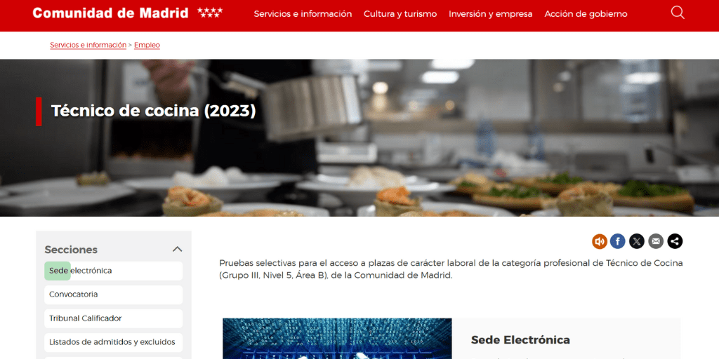La Comunidad de Madrid busca 50 personas para trabajar como técnico/a de cocina