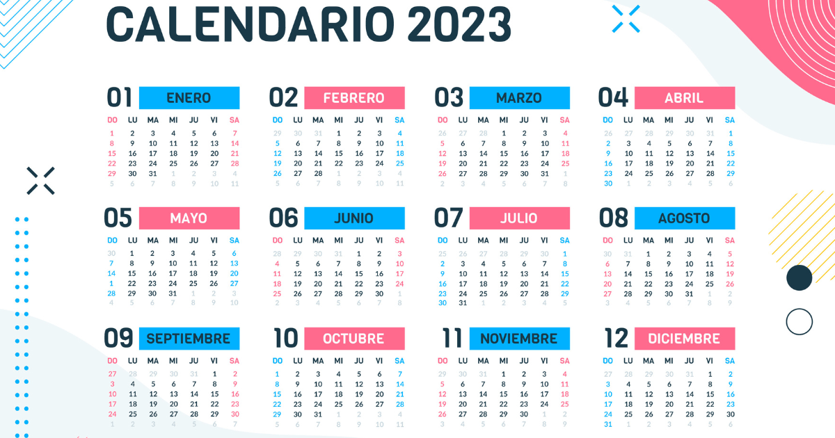 Calendario de días inhábiles en 2023