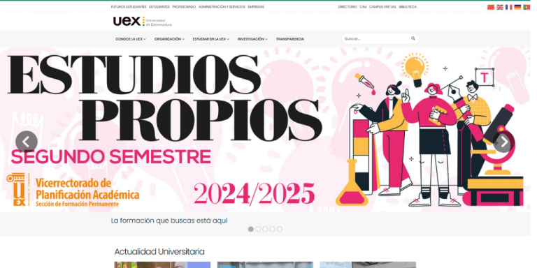 Convocatoria de 40 plazas en la Universidad de Extremadura