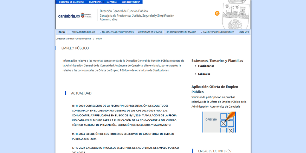 Convocatoria de proceso selectivo para cubrir 20 plazas de Subalterno/a en Cantabria