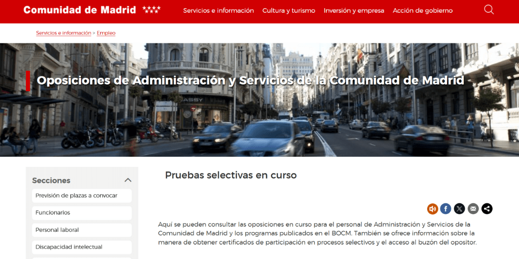 Convocatoria proceso selectivo para cubrir 611 plazas para el Cuerpo de Auxiliares de Administración General de la Comunidad de Madrid
