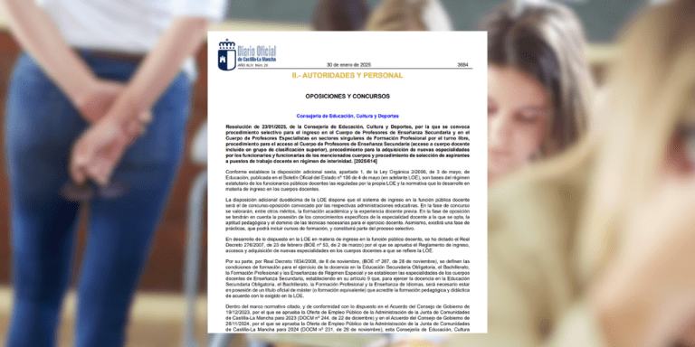 Oposiciones docentes Castilla-La Mancha: convocadas 725 plazas para profesores de Secundaria