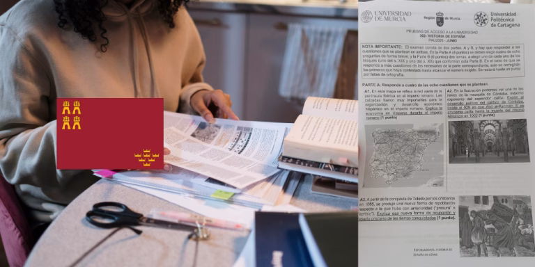 Examen de la asignatura de Historia de España de la convocatoria de junio de 2025 de la PAU en Murcia