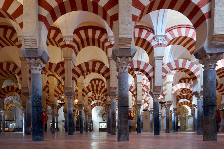ornamented interior of mosque cathedral of cordoba
